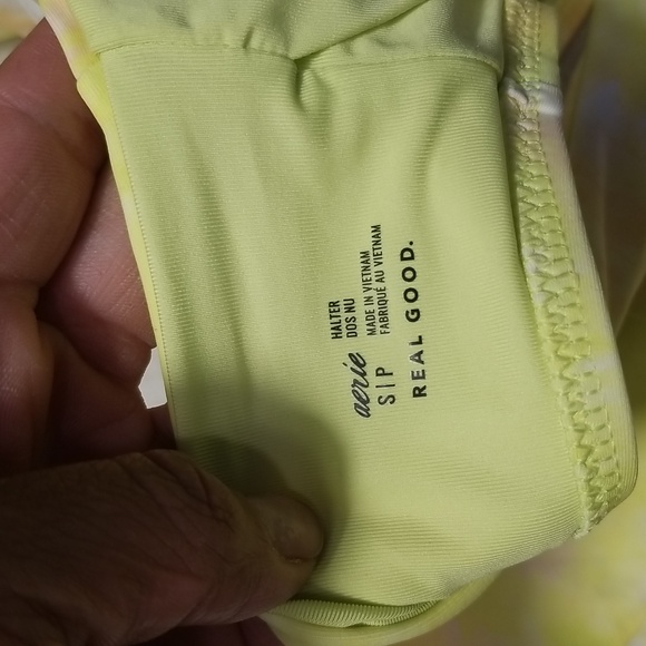 Aerie Bikini Womens S Yellow Crossover Keyhole Halter High Cut Cheeky Bottom NWT - Picture 11 of 16